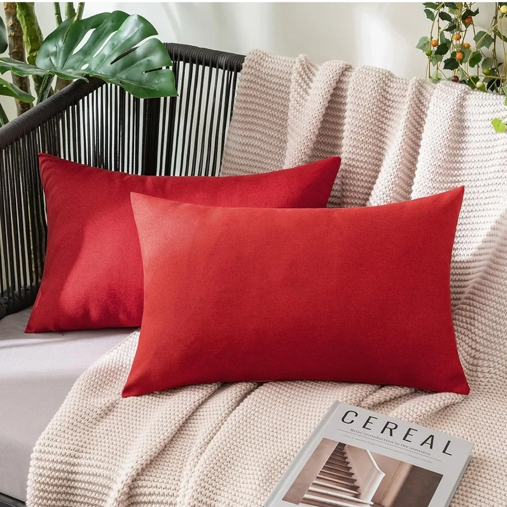 NIB MIULEE Pack of 2 Outdoor Solid Waterproof Pillow Covers Linen